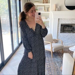 Black and White Floral Midi Dress